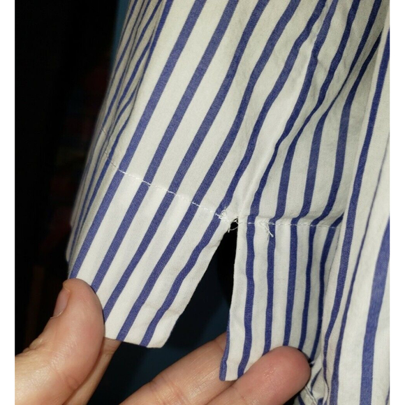 J CREW Blue Sz 8 TIERED TOP IN MIXED STRIPES Ruffle Blouse Style Prairie Cottage - Picture 5 of 12